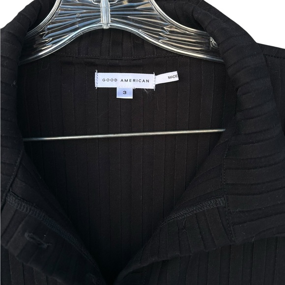 NWT Good American Wide Ribbed Button Down Midi Dress - Black - Size Large - Picture 4 of 10